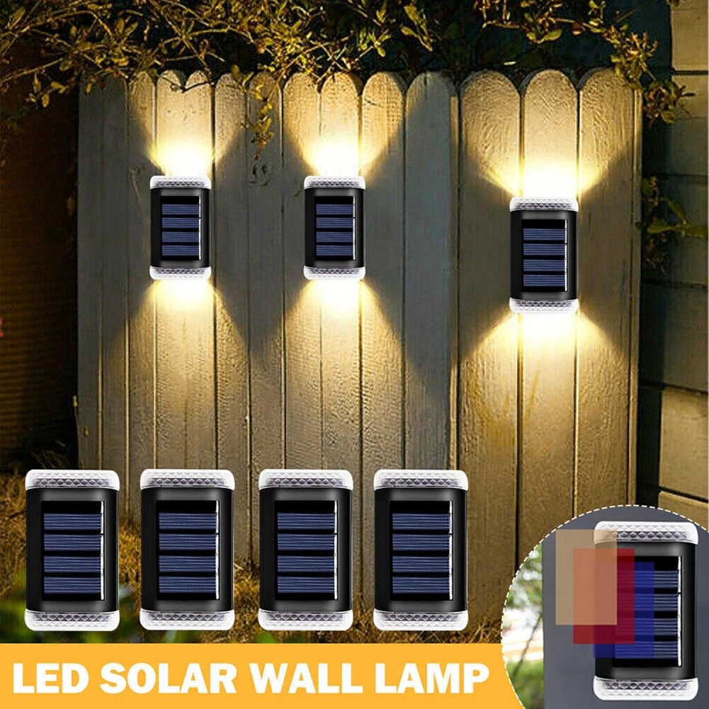 

Solar Wall Lamp Outdoor Waterproof LED White Warm Light Waterproof Up And Down Luminous Lighting Yard Garden Decoration Lights