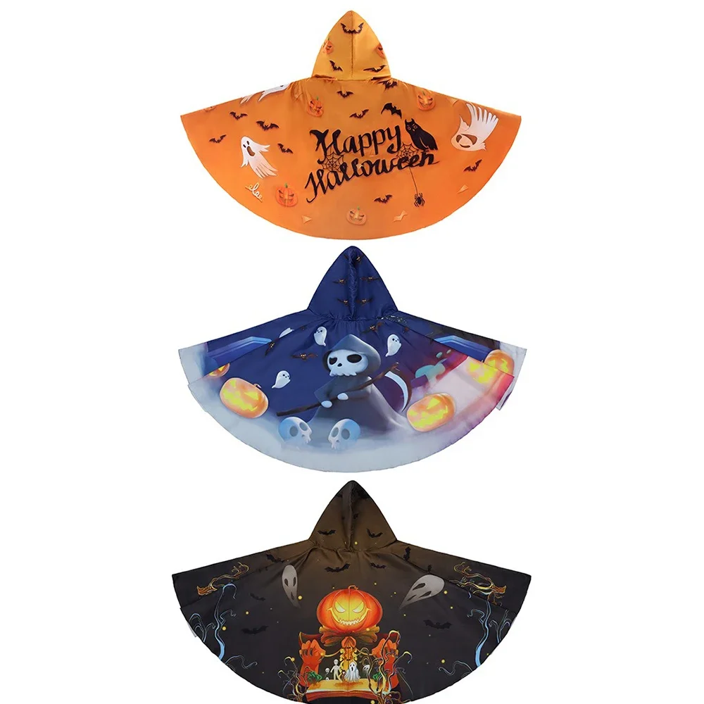Kinderen Halloween Unisex Heks Cosplay Mantel + Heksenhoed 2-delig Kostuum Carnaval Feest Fancy Goud Zwart Kleurblokkerende Jurk Cape