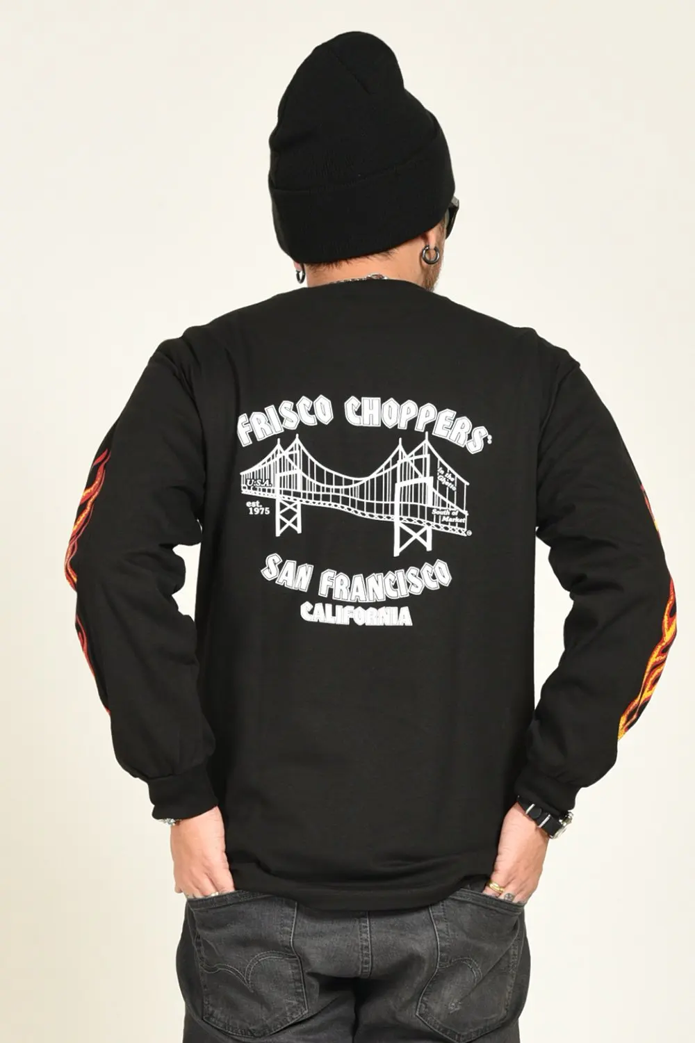 Frisco Choppers Flame Fire Skull Black T-shirts for men Vintage Skeleton Motorcycle camisetas y2k clothes graphic Women Shirts