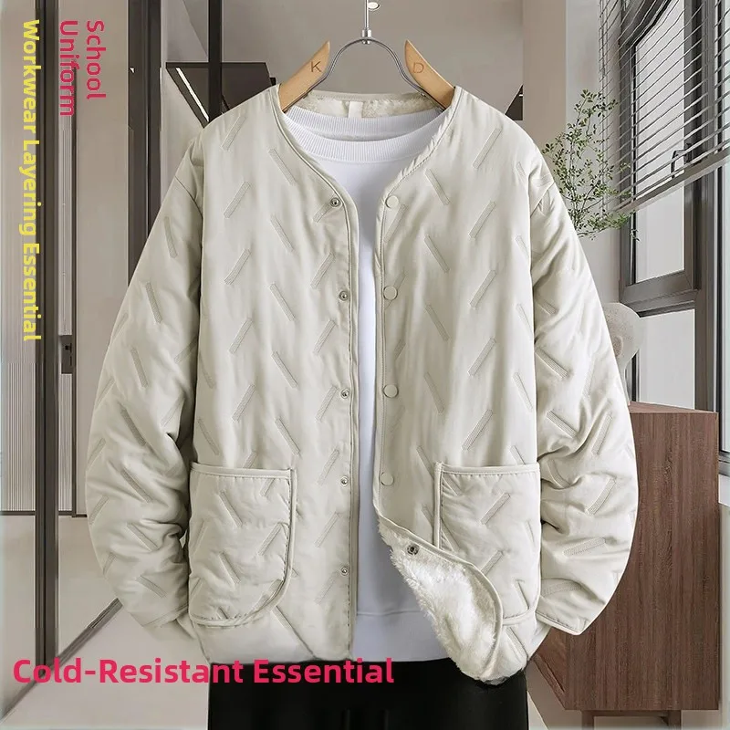 

Thiened Winter Jaet, внутреннее хлопковое пальто, мужское внутреннее пальто, новинка 2025, молодежное теплое внутреннее пальто на подкладке Fce, подставка, длинный свек