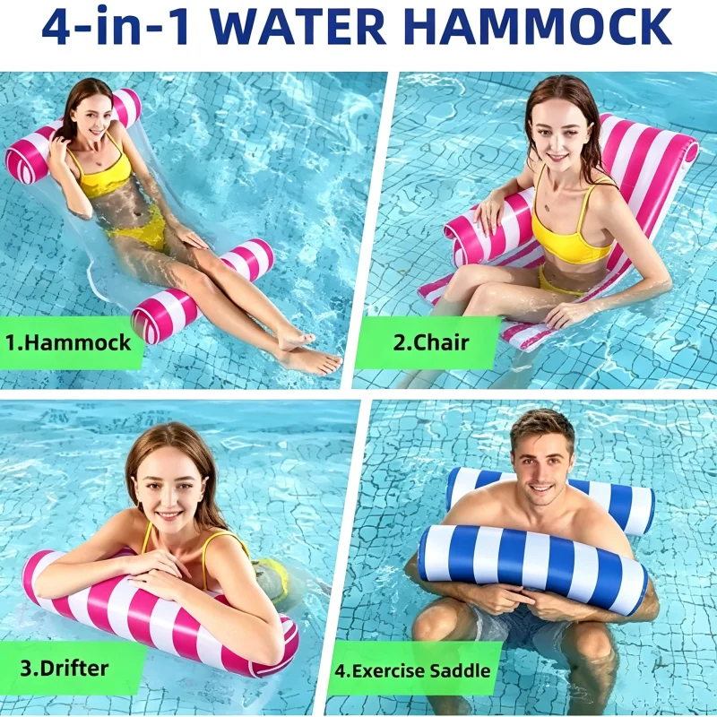 Inflatable Foldable Floating Row Swimming Pool Party Water Hammock Air Mattresses Pvc Stripe Water Floating Inflatable Mat image 4