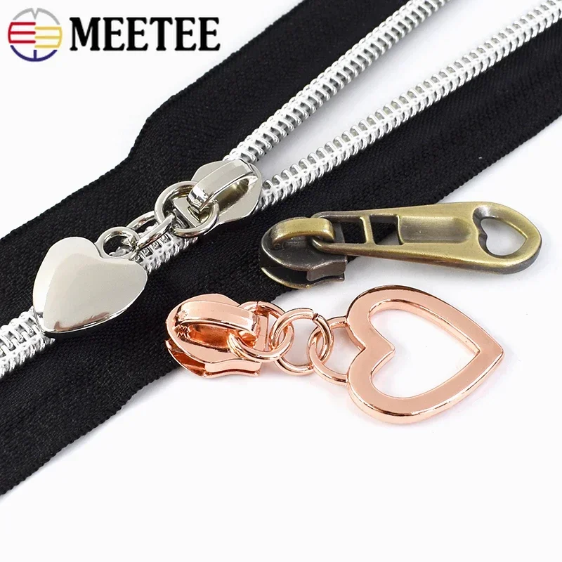 10/20Pcs Meetee 5# Slider for Zipper Nylon Zippers Puller Coat Tent Zip Closure Pulls Headparts Zips Repair Kits Bag Accessories