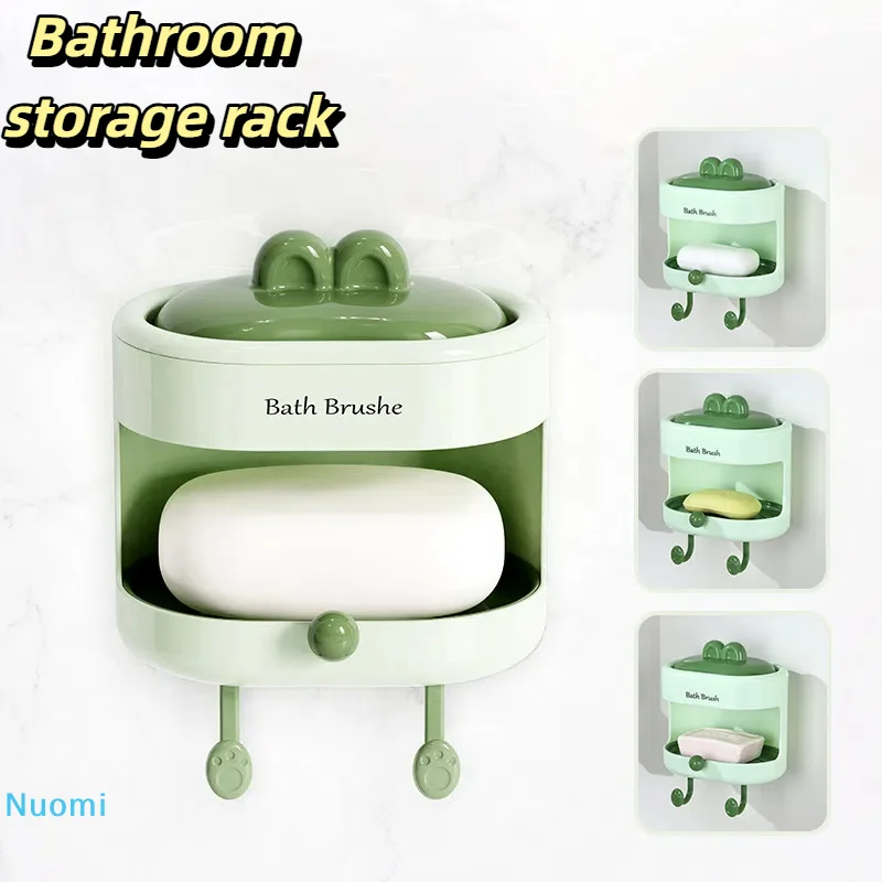 

Multifunctional bathroom soap storage rack Bath brush Soap Box with Soft Brush Anti-Slip Wall Mount Soap Dish Bathroom Storage
