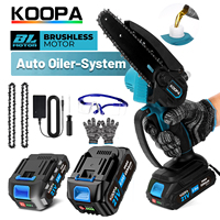 Koopa Mini Cordless 6 Inch Portable Brushless Electric ChainSaw Automatic Oiler,Trees Branches Trimming, Wood Cutting 2 chians