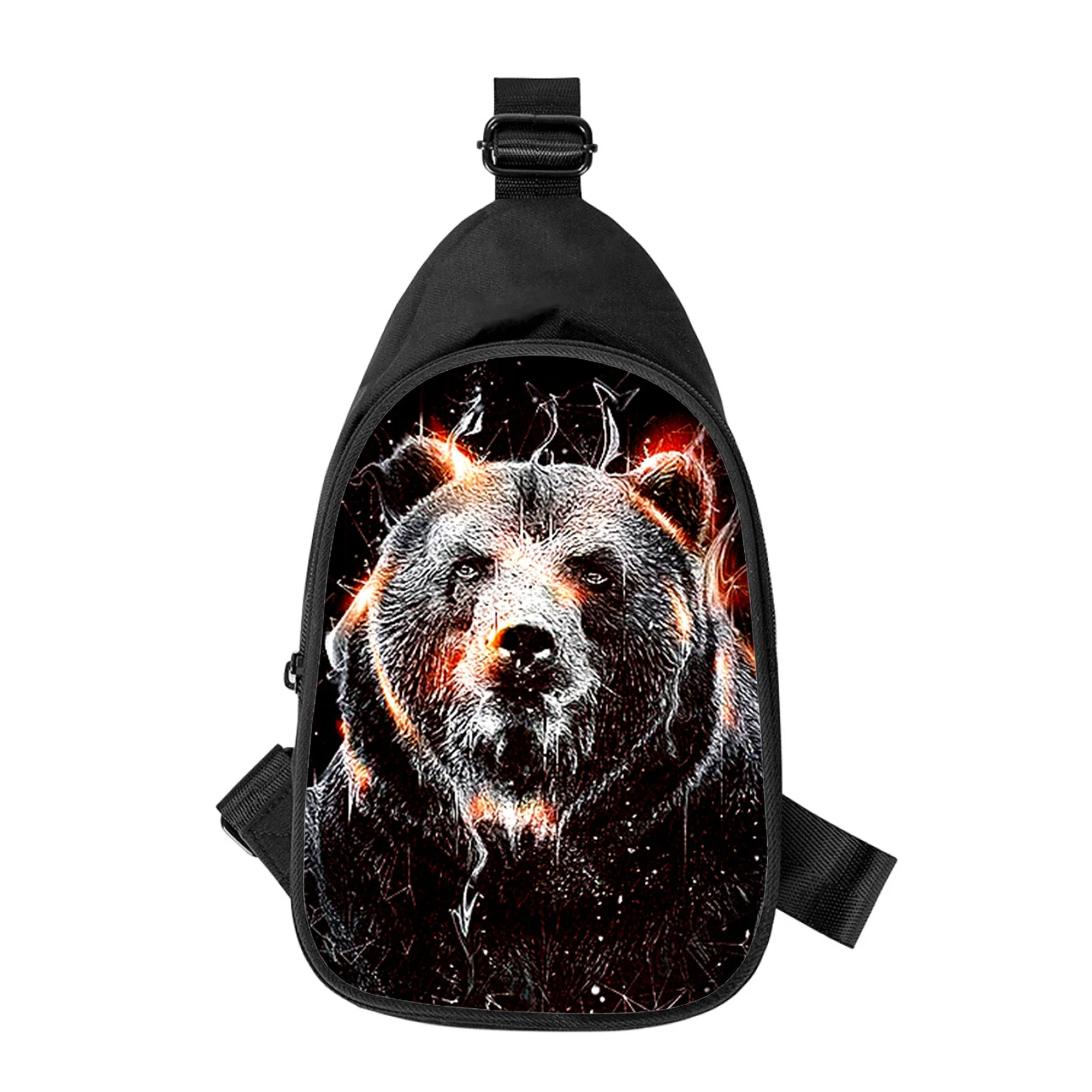 ferocious personality Bear Print New Men Cross Chest Bag Diagonally Women Shoulder Bag Husband School Waist Pack Male chest pack