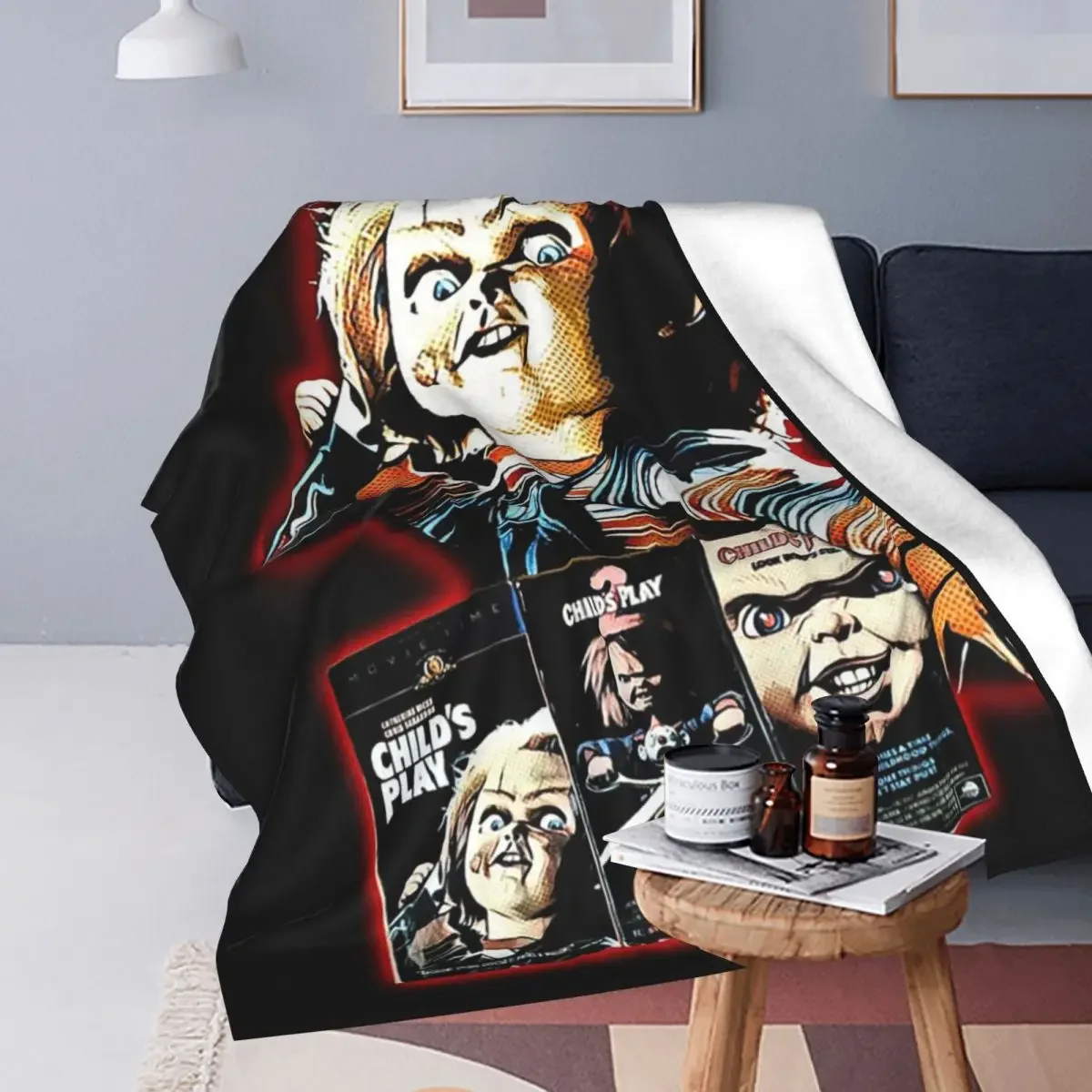 Chucky See You In Hell Blanket Soft Warm Flannel Throw Blanket Bedding for Bed Living room Picnic Travel Home Couch