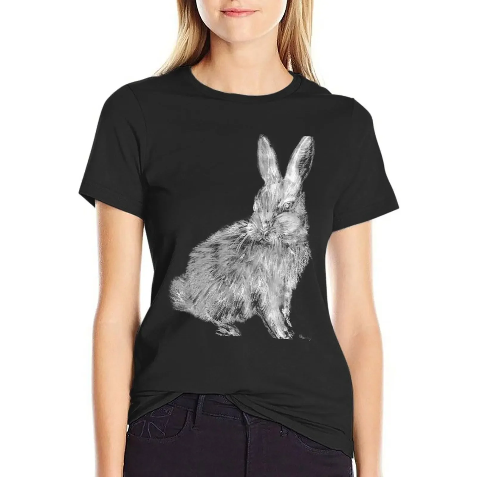 White Rabbit (Monochromatic Hue Series) T-Shirt lady clothes hippie clothes black t shirts for Women