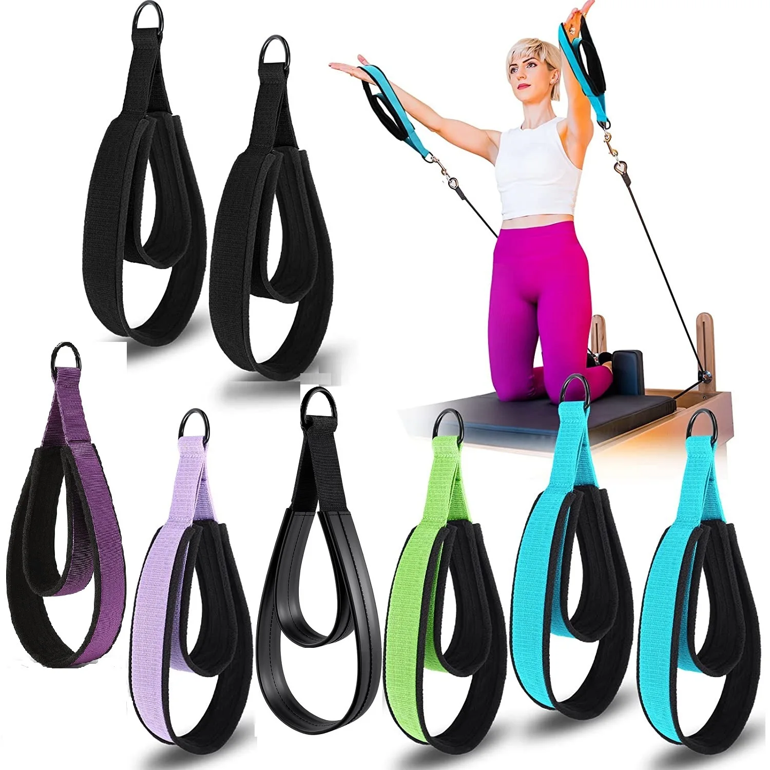 2 uds Pilates correas de doble bucle para pies reformadores cordón elástico cama de Yoga accesorio de ejercicio banda de resistencia equipo de Pilates nuevo