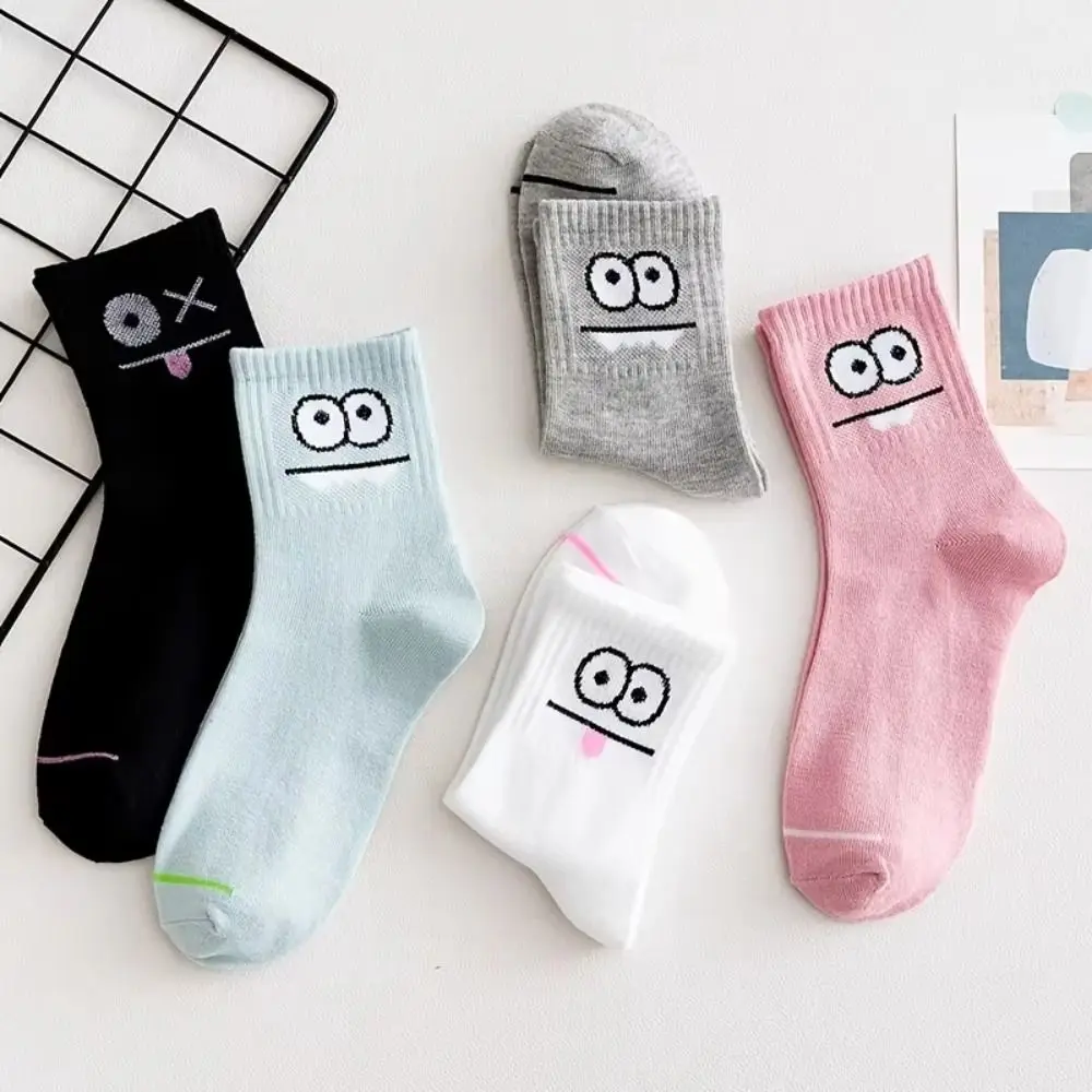 5 Pairs Fashion Expression Printed Couple Socks Elasticity Comfort Personality Tide Socks Trend Embroidery Cotton Socks