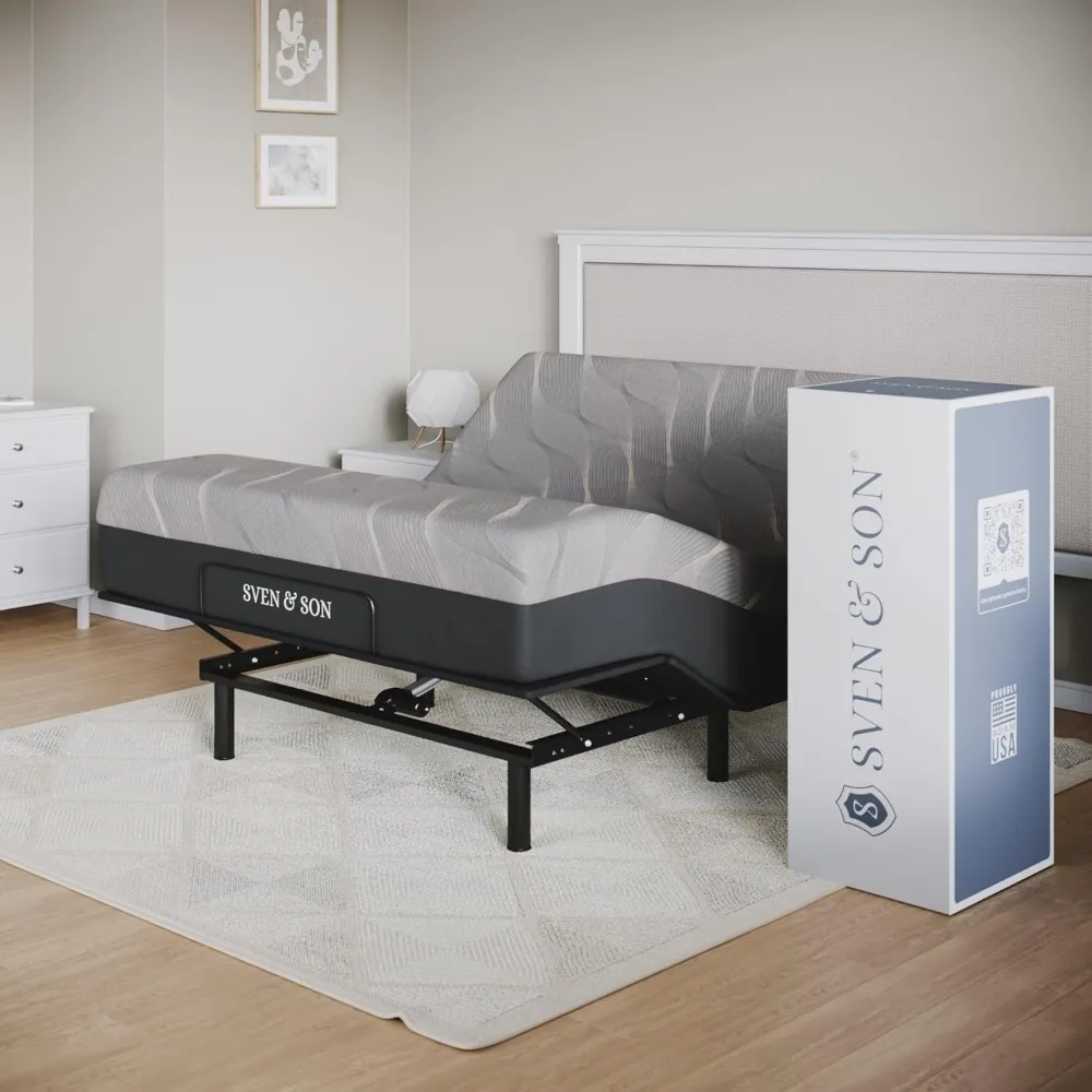 

Adjustable Bed Base (frame)+14 Inch Hybrid Spring Mattress (medium Soft), Easy To Assemble, Both Head and Feet Can Be Lifted