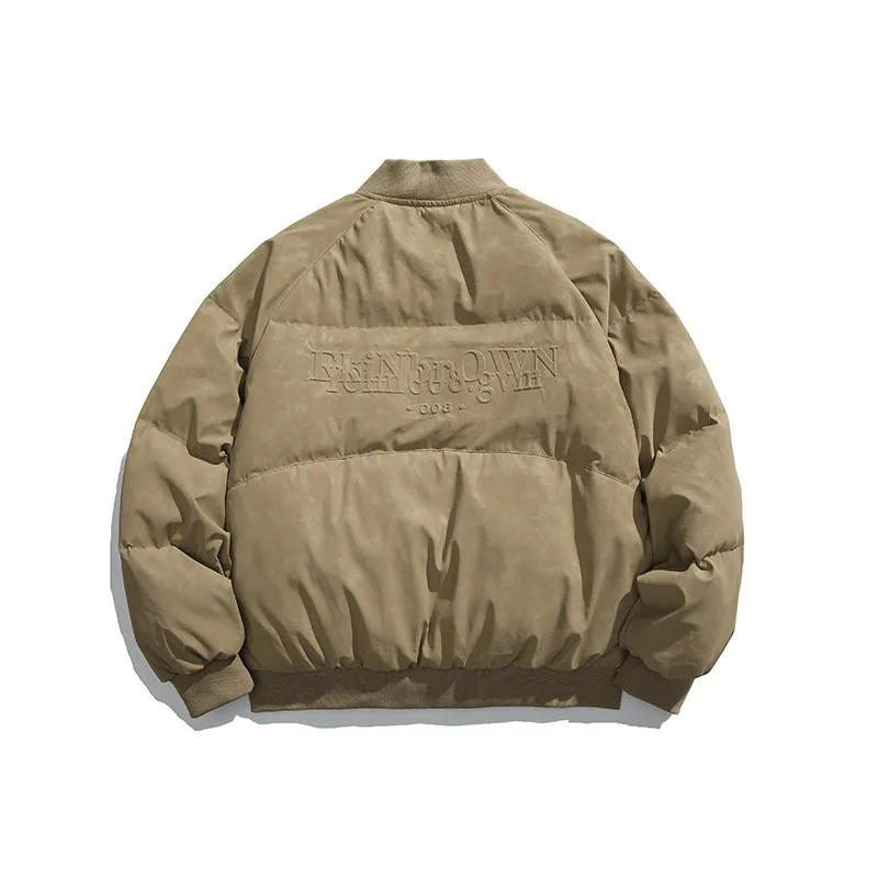 Fashionable Men's Short Baseball Collar Japanese Solid Color Simple Casual White Duck Down Thick Warm Jacket