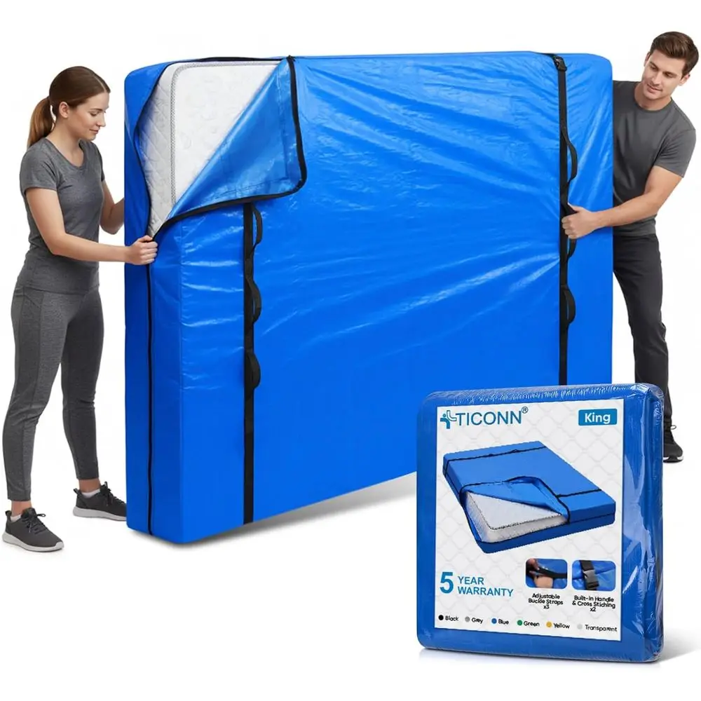 

Прочная сумка для хранения матраса King Size с ручками по всему периметру и регулируемыми пряжками - синяя