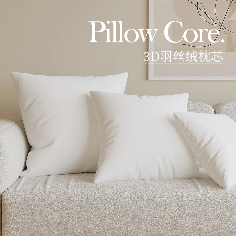 

Pure White Pillow Velvet Fiber with Filling Sofa Cushion Square 45x45cm Hotel Decorative Soft Cushion Core for Bed Decor