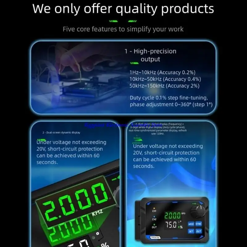 E28D PWM150 Double Channel PWM Generator with Digital Display for Automation