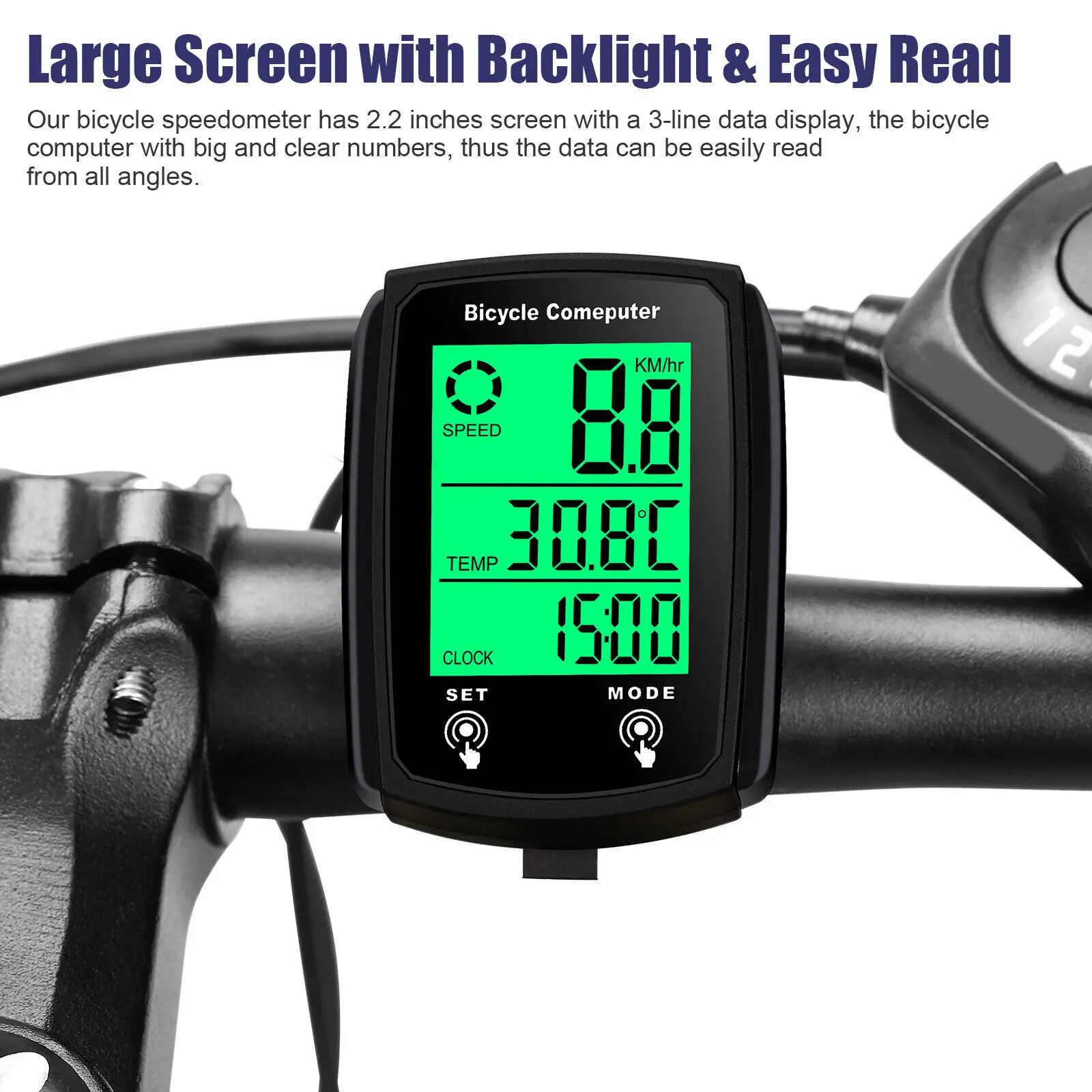 Cycling Odometer Waterproof Bicycle Speedometer LCD Digital Bicycle Computer Backlight Bike Speedometer Bicycle Accessories