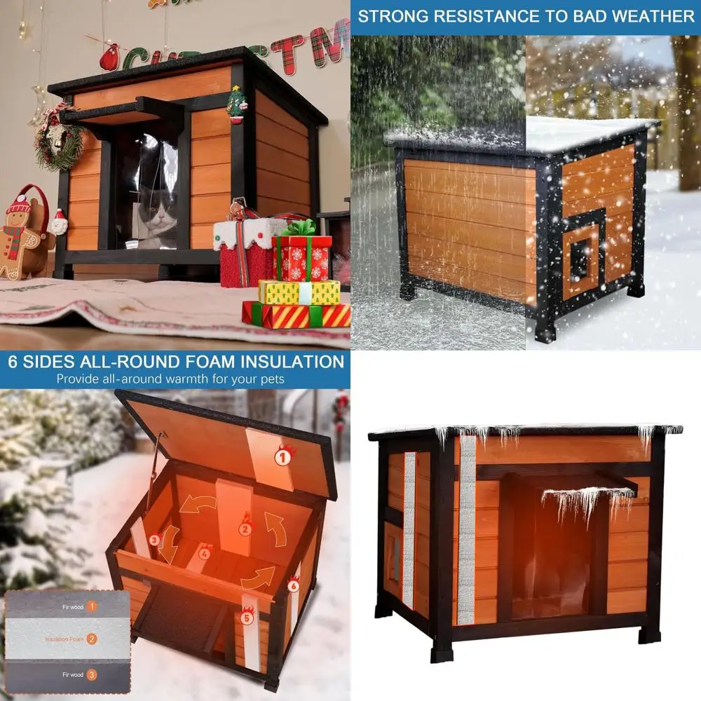 

Insulated Outdoor Cat Shelter with Waterproof Roof and Elevated Floor for Stray Cats in Winter