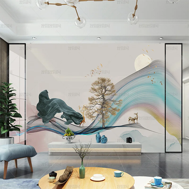 

Пользовательские 3D обои современные простые роскошные лось дерево удачи фреска абстрактный ТВ диван гостиная фон стена водонепроницаемая спальня