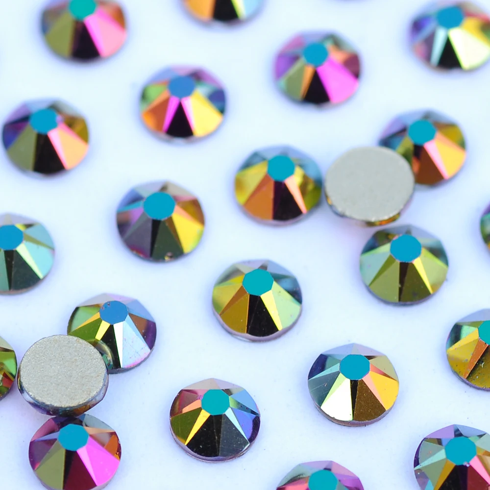 YANRUO 2088 Rainbow Rose Gold DIY Non Hotfix Rhinestones Cold Fixation Flat Back Strass Crystals Glass Stones For Clothing