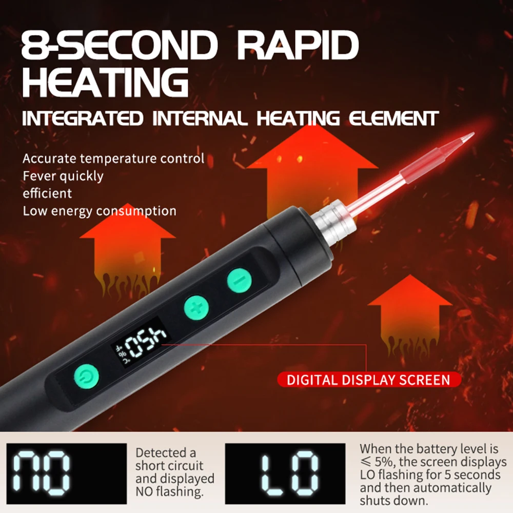 

Wireless Soldering Iron with Intelligent Temperature Control Fast Heating Type-C Soldering Kit for Electronics Repair