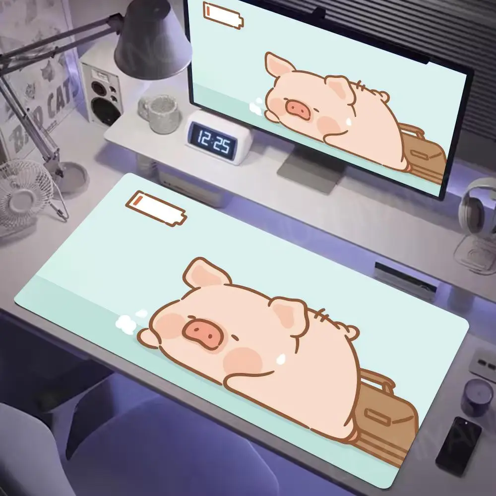 Cute Kawaii Pink Pig Mouse Pad Large Gaming Accessory Rubber Deskmats Office Non-Slip Computer Keyboard Mat Laptop Long Mousepad