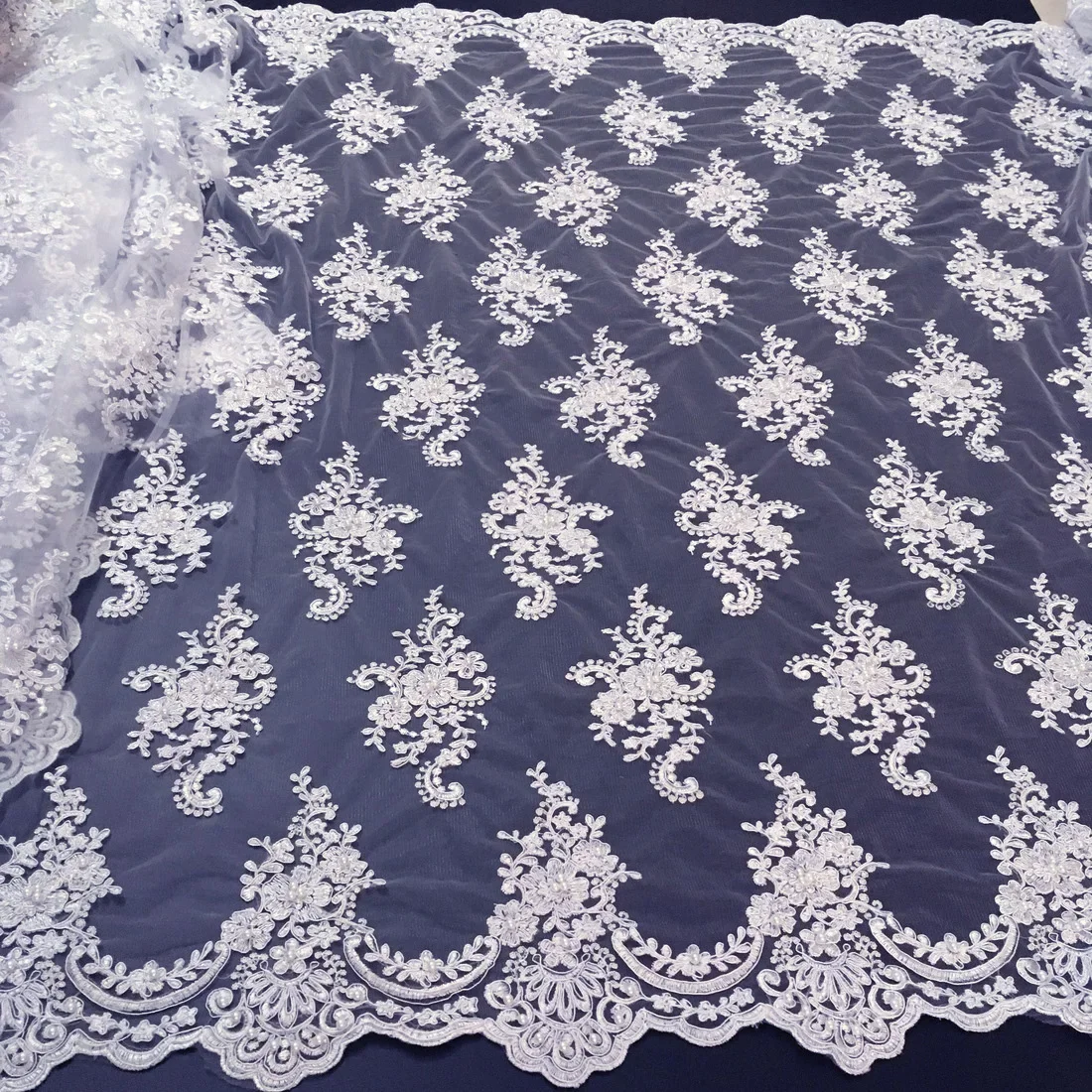 White African Lace Fabric 2024 Embroidered Nigerian Lace Fabric High Quality Cord lace French Tulle Fabric Wedding L-W006A