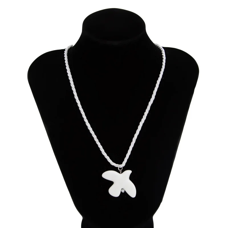 Collier pendentif Simple en céramique blanche et colombe de la paix, Style Ins, corde longue élégante et polyvalente, accessoire de bijoux pour femmes
