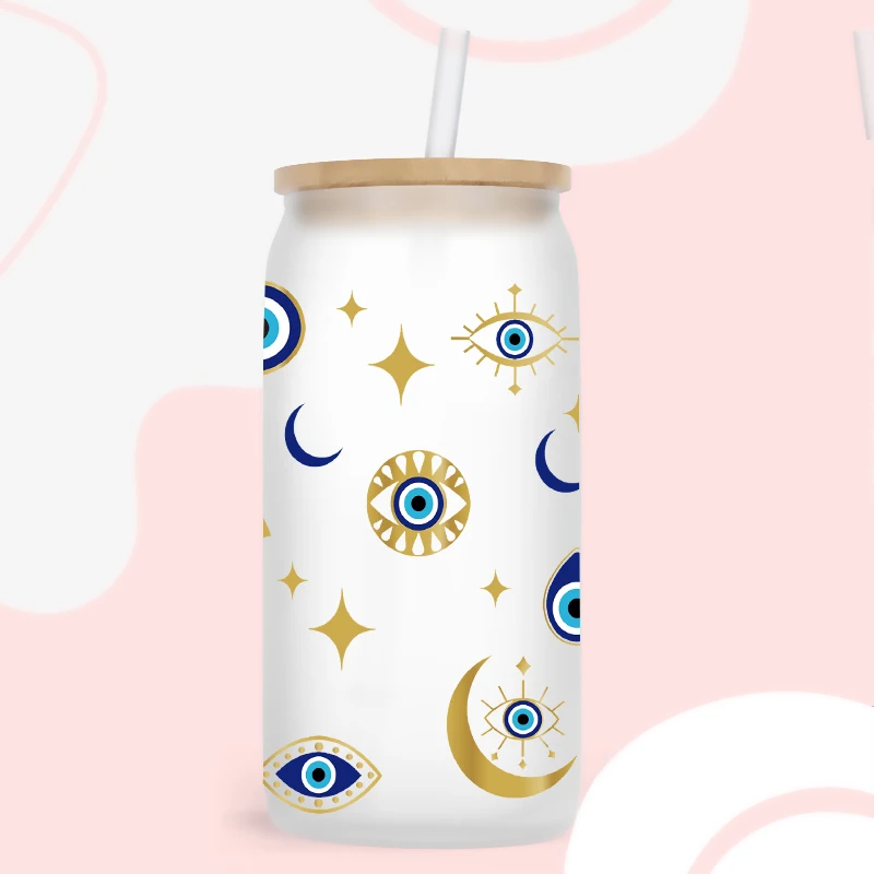 Evil Eyes 3D UV DTF Transfer Sticker per The 16oz Libbey Glasses Wraps Bottles Cup Sticker D2862