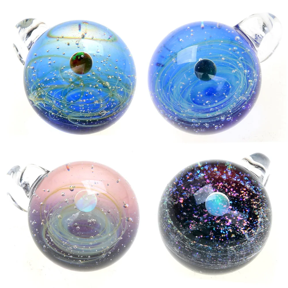 OLING Unique Opal Stone Universe Glass Planets Pendant Necklace Galaxy Rope Chain Solar System Necklace For Women Making