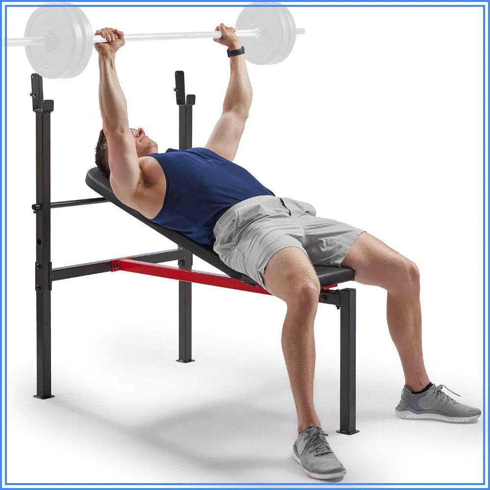 Multi-Function Adjustable Weight Bench with Squat Rack & Barbell Rack, Full Body Strength Training Equipment for Home Gym