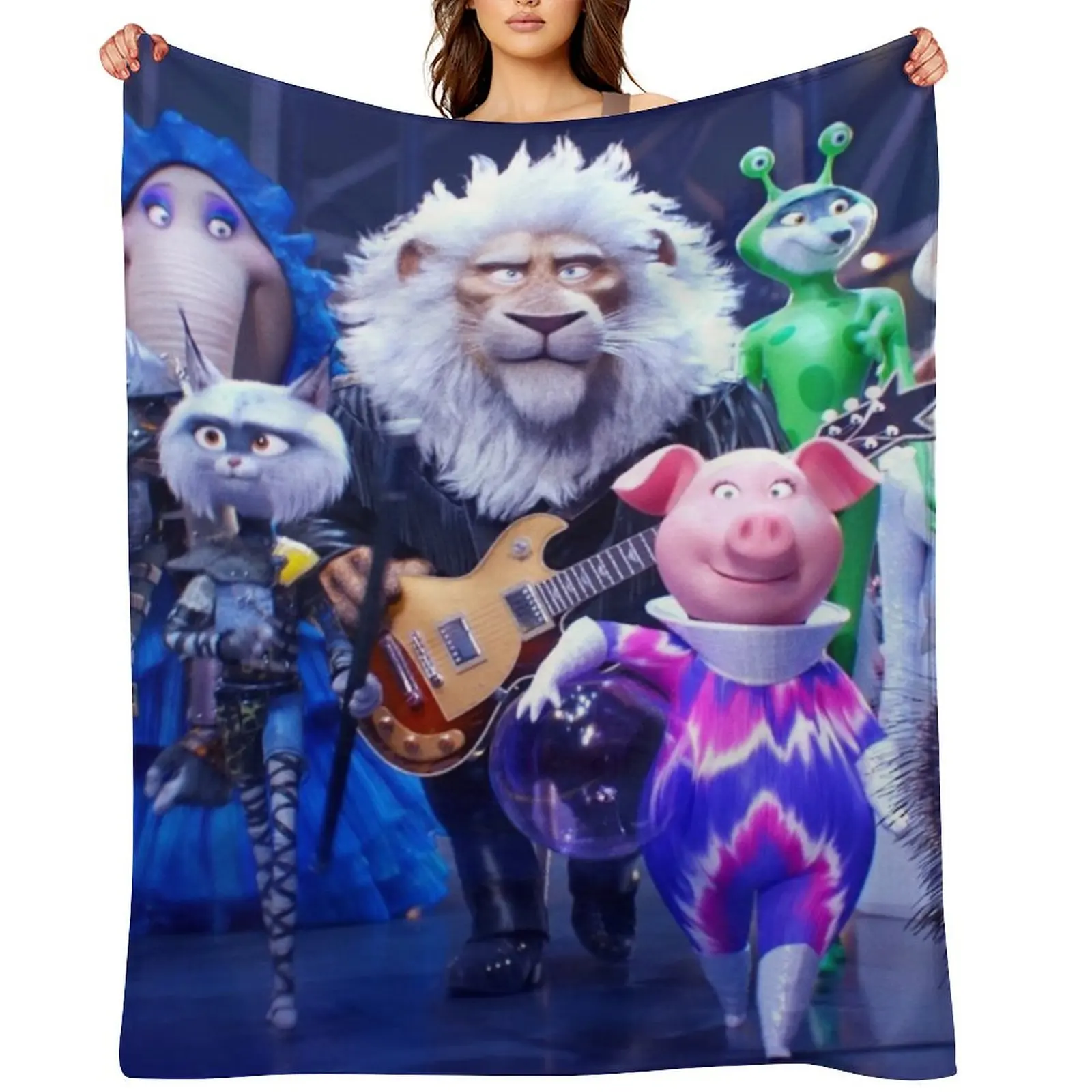 

Sing Two Movie Throw Blanket Flannels Hair Cute for sofa Blankets