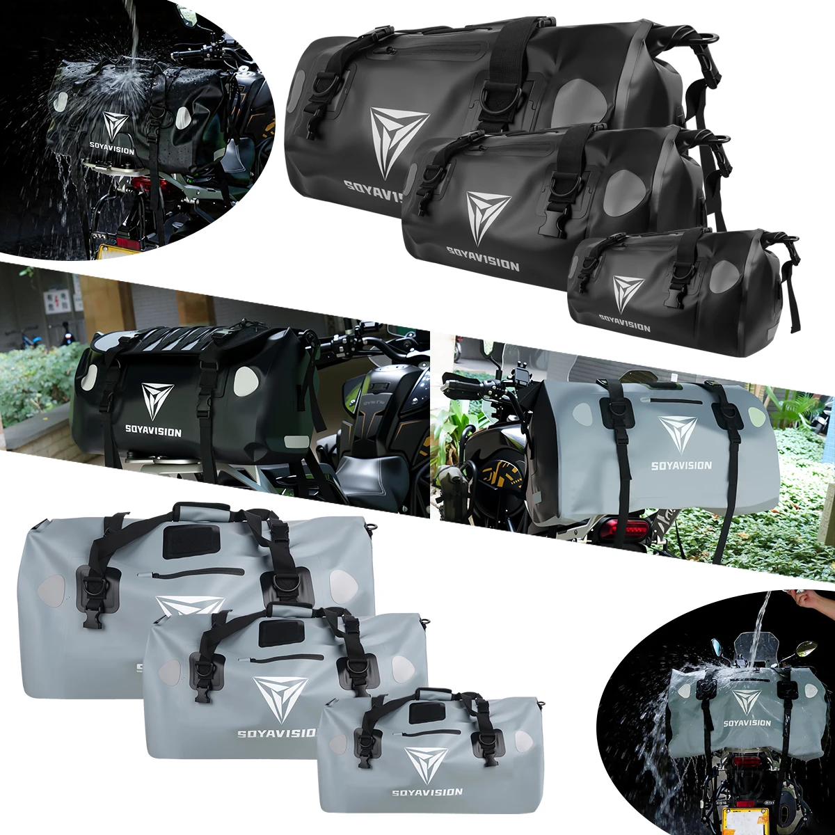 

Waterproof Motorcycle Rear Seat Bag 20L 50L 100L Bicycle Tail Bag Panniers Riding Travel Luggage Bag Tool Box Top Bag