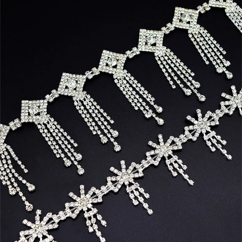 5 Meter Strass-Kettenborte mit Fransen, glitzernde Kristall-Accessoires, DIY Hochzeitsdekoration, Geschenk, Schleifenform, Strassband – Detail 2