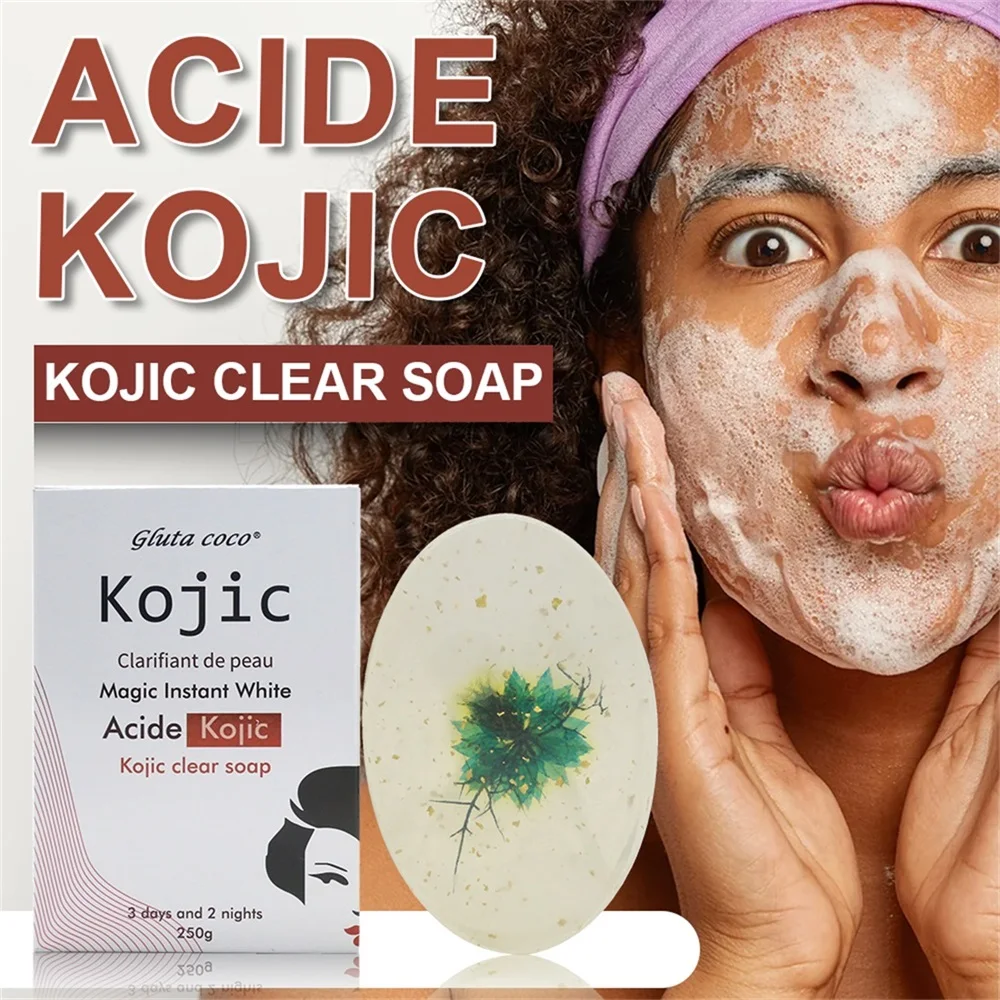 

Natural Coconut Oil & Kojic acid Clean Whitening Soap For Male and Female Oily Skin Remove Acne Spot Cleansing Soap