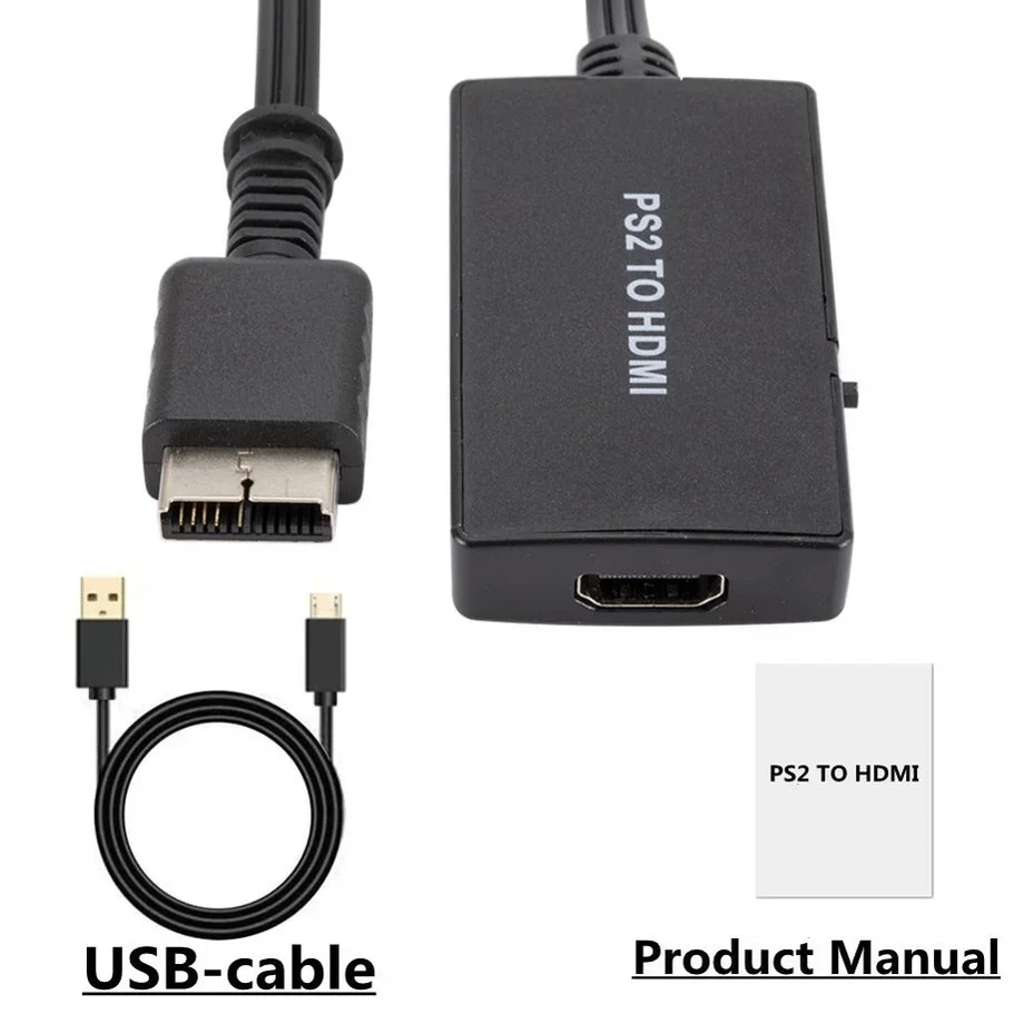 PzzPss PS2 to HDMI-compatibale Audio Video Converter Adapter Support For PS2 Display Modes For HDTV PC Full HD Cable Adapter