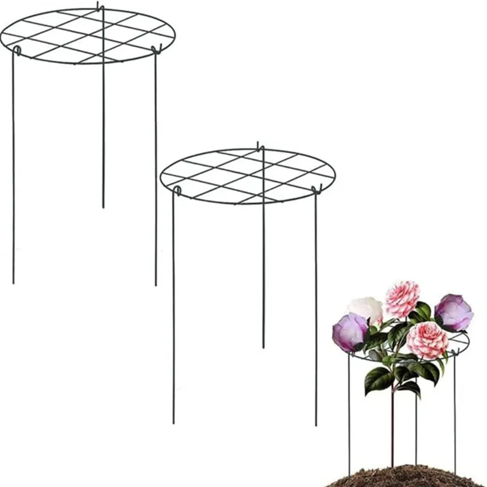 

Flower Support Rings Plant Support Stake Grow Through Grid Plant Brace Hoops With 3 Legs For Heavy Blossoms