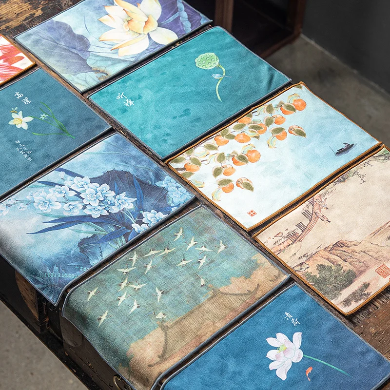

Chinese Thickened Plush Imitation Deerskin Tea Towel Absorbent Water Rag Tea Napkins Table Mat Heat Insulation Teapot Coaster
