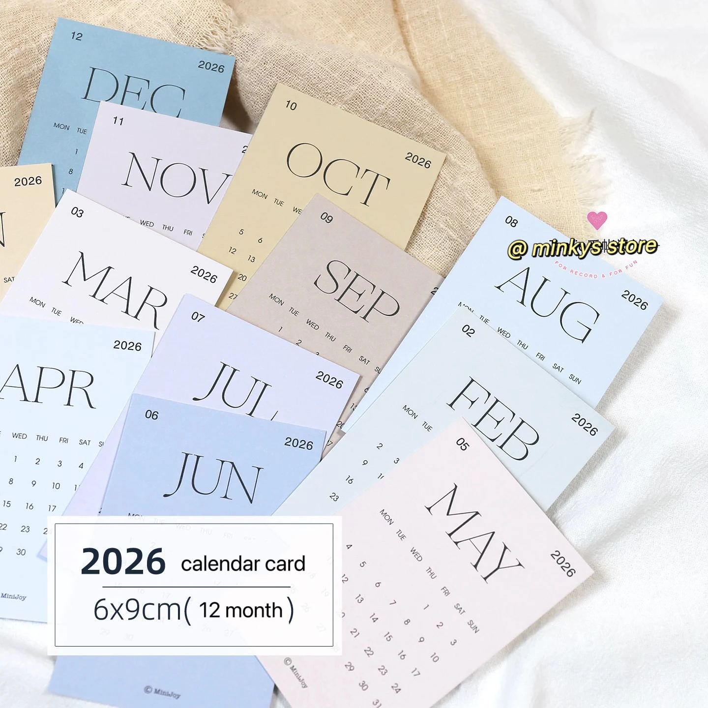 

MINKYS 2026 12 Month Calendar Card Decorative Calendar Cards Back To School Stationery Supplies