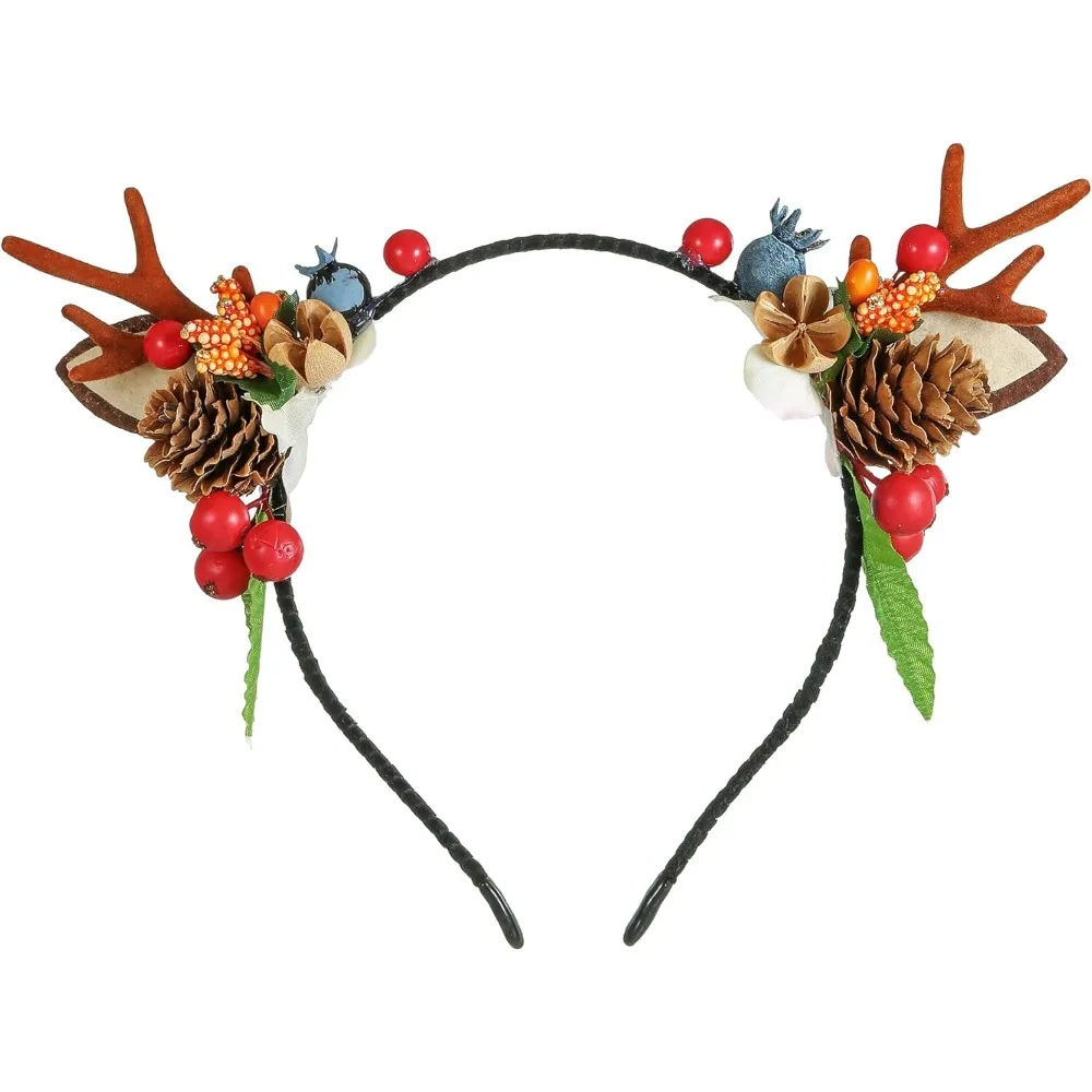 

Рождественская повязка на голову, маленькая рождественская повязка на голову с рогами оленя, заколки для волос, красивая повязка на голову с оленем, аксессуар для волос, головной убор