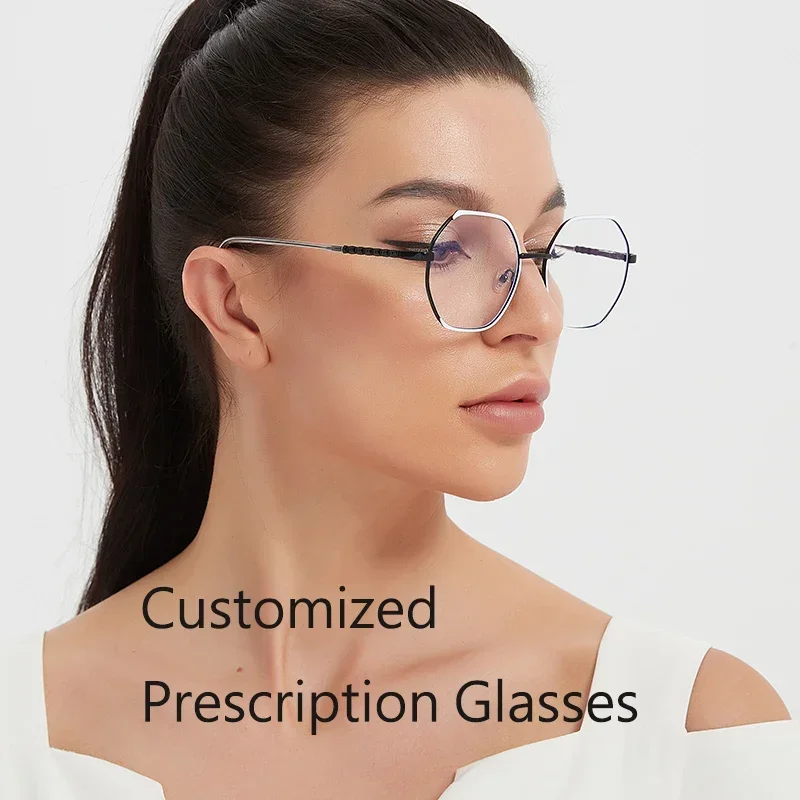 Customize Prescription Glasses Women Multi-Focal Progressive Photochromic Anti-Blue Light Myopia Hyperopia Eyeglasses