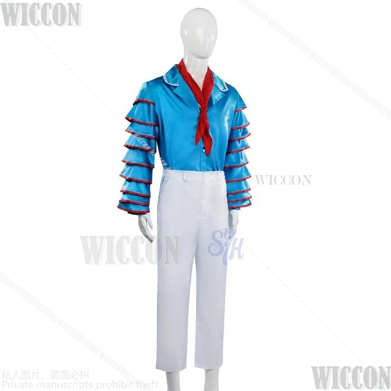 Halloween Navidad Breakdance actuación traje de escenario película de terror traje azul Cosplay Anime máscara verde fantasma aterrador Comic Con