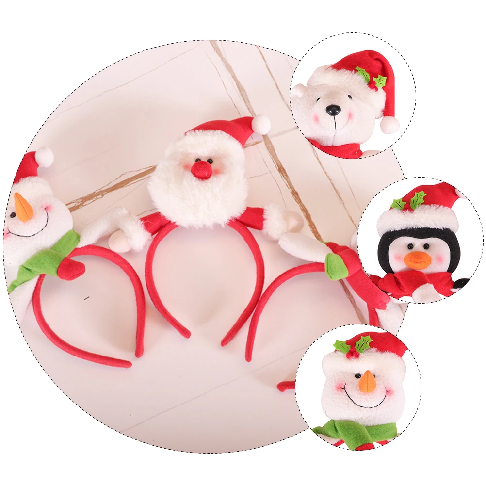 

2pcs Cartoon Patterned Christmas Headband Festival Party Supplies Handmade Cosplay Hair Accessories Three-Dimensional Manmade