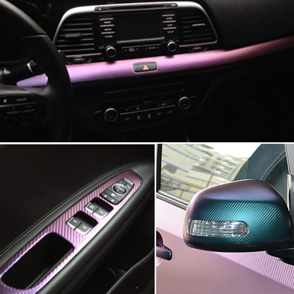 ثلاثية الأبعاد من ألياف الكربون الحرباء ملصقات ، سيارة التصميم احباط التفاف ، لصائق الفينيل فيلم ، اكسسوارات الديكور الداخلي السيارات ، 152x10 سم ، 20 سنتيمتر