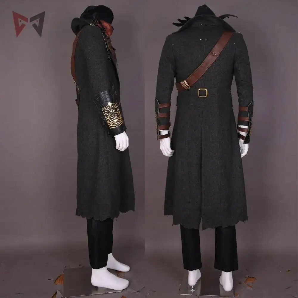 MMGG Bloodborneng Cosplay The Hunter Ludwig Cosplay Costume Leather Vest Coat Pants Hat Scarf Watch Necklace Mask 14 PCS Set
