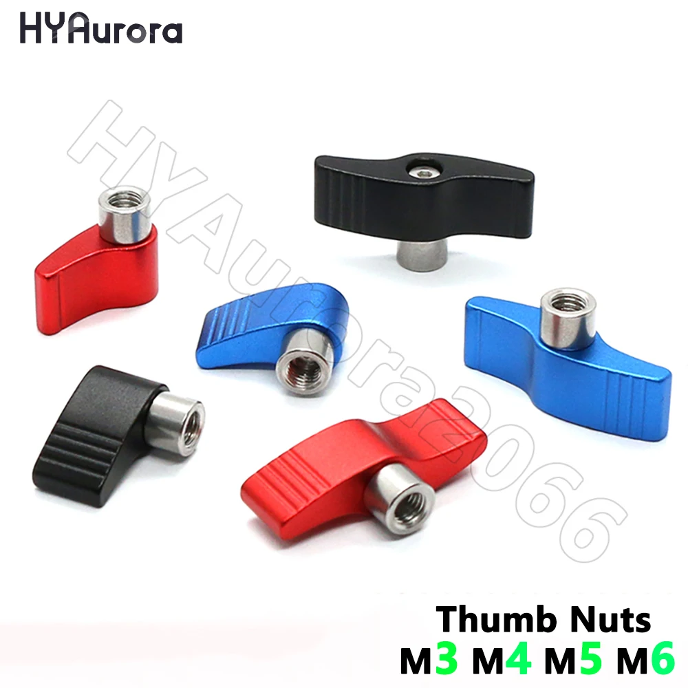 4PCS Thumb Nuts, Aluminum Alloy Butterfly Shape Adjustable Handle Clamping Knob Tighten Nut for SLR Rail Rod Slider M3 M4 M5 M6