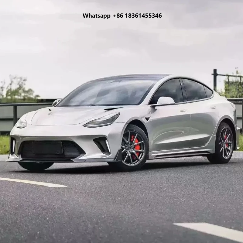 For  Model 3 Modified New Style Body Kit Resin Primer Bumper Car Accessories Front Rear Bumper Side Skirts