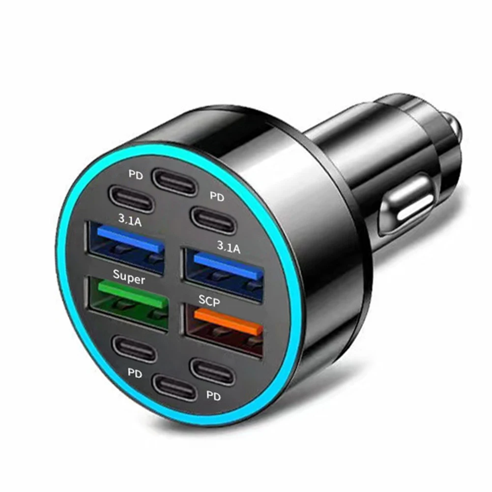 10-In-1 High Quality Car Charger PD Power Adapter 6 PD Plus 4 USB Car Fast Charging USB C Car Phone Charger Auto Part