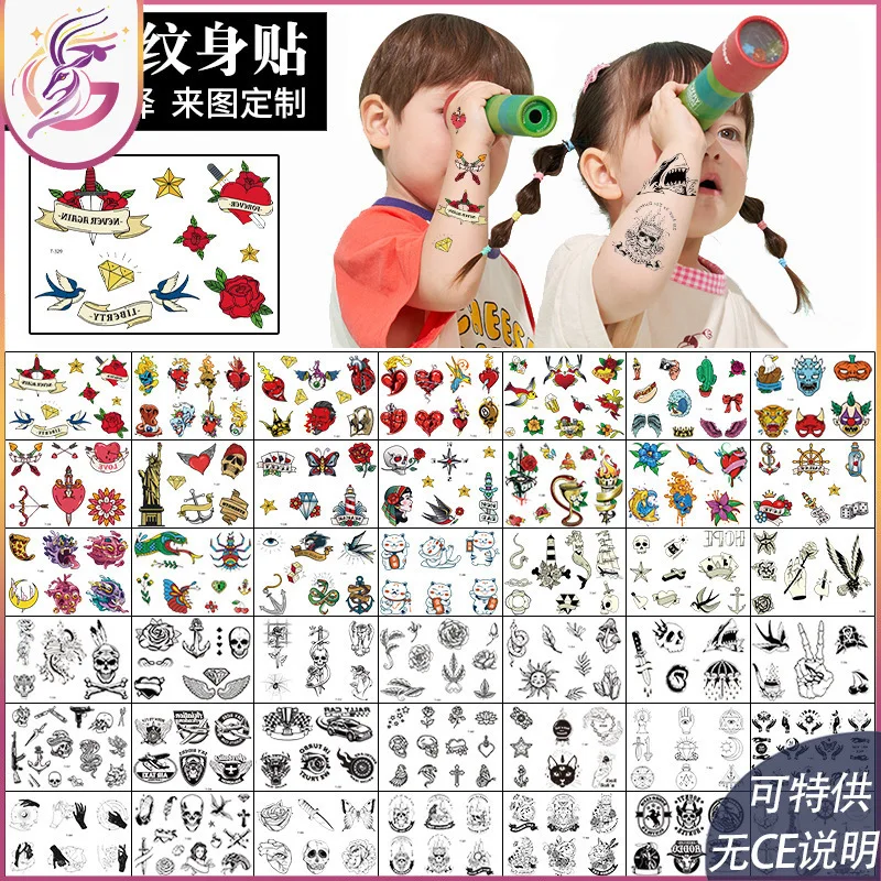 

Временная татуировка с маленьким узором, любовь, ретро, цветок, рука, роза, татуировка, меч, крыло, татуировка с животным, наклейка, водонепроницаемая и устойчивая к поту