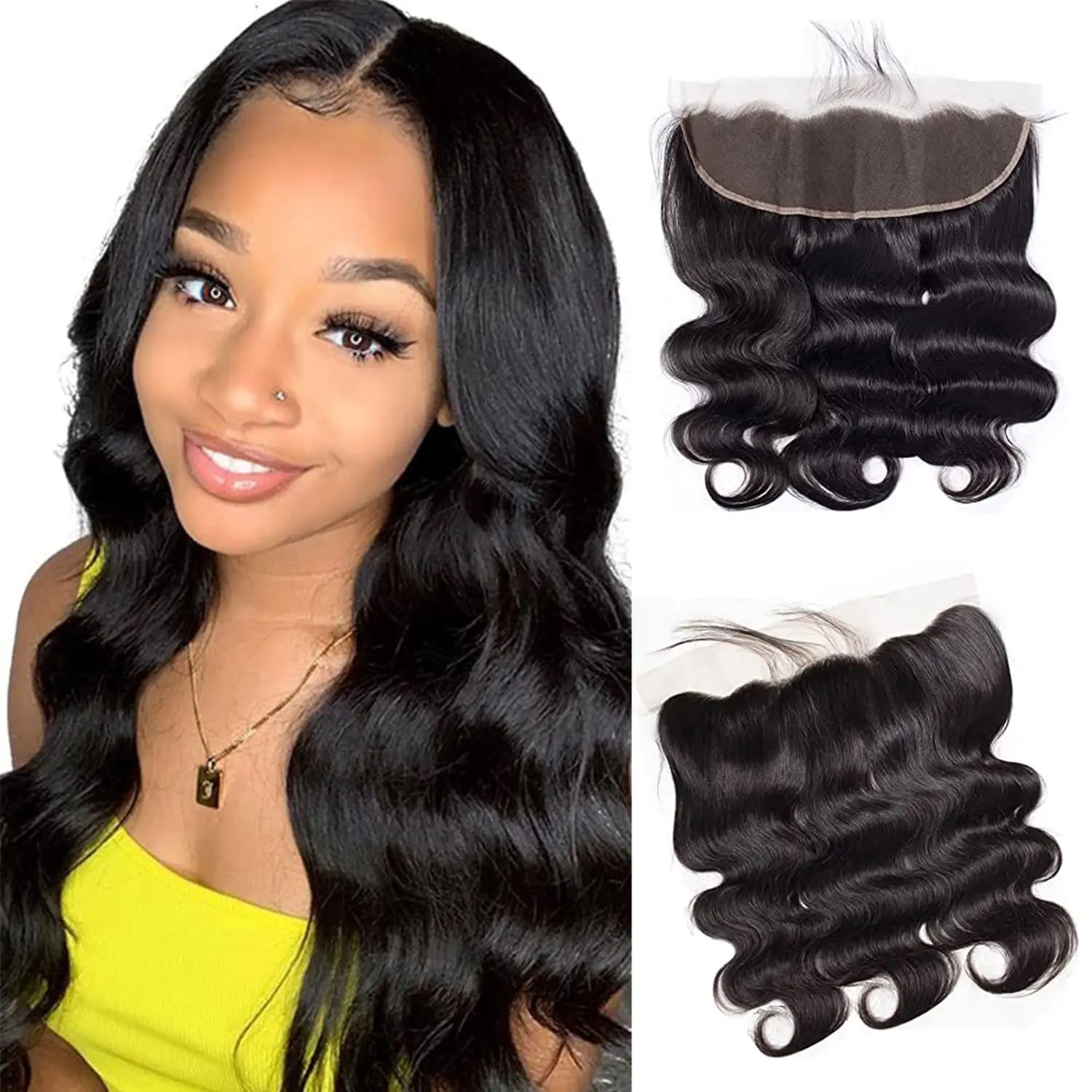 Alimice Body Wave 13x4 Lace Frontal Closure 16 Inch Ear to Ear HD Lace Frontal with Baby Hair Pre Plucked Density Natural Color