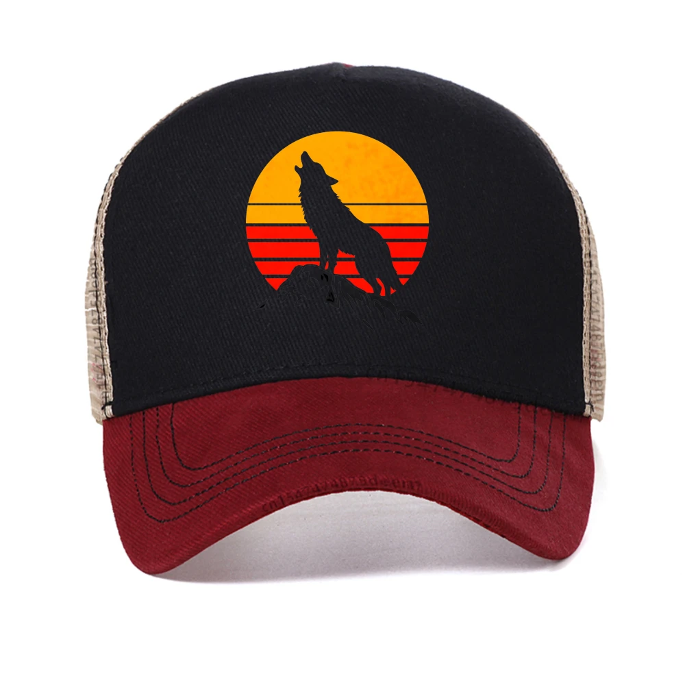 

Vintage Wilderness print wolf mesh Baseball Cap Sport Casual Mens Women Hip Hop hat Outdoor Summer adjustable Cool Snapback hats