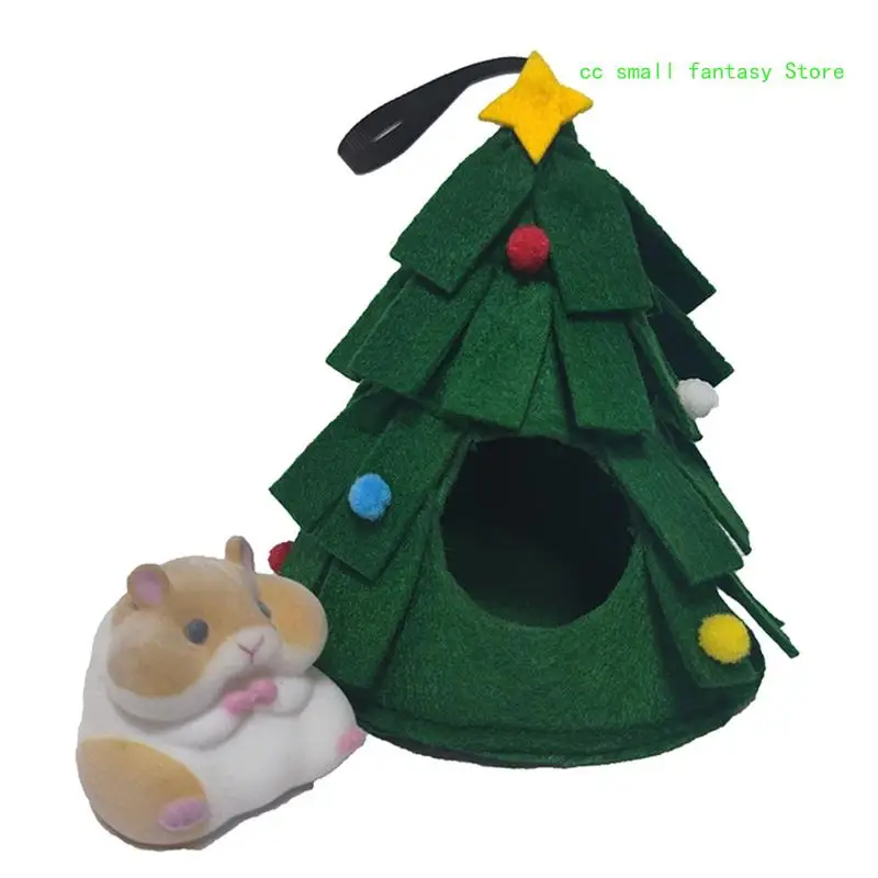 R3MA Small Animal House Warm Bed Hideout for Hamster Playing Swinging Xmas Decor